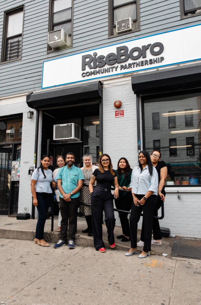 Staff outside RiseBoro's offices.